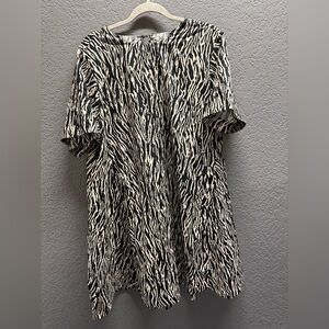 Anthropologie Black and Cream Zebra Print Short Sleeve Dress